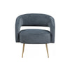 Noel Accent Chair | Curved Open Back | Dark Gray Velvet | Gold Metal Legs