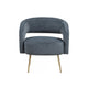 Noel Accent Chair | Curved Open Back | Dark Gray Velvet | Gold Metal Legs