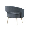 Noel Accent Chair | Curved Open Back | Dark Gray Velvet | Gold Metal Legs