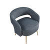 Noel Accent Chair | Curved Open Back | Dark Gray Velvet | Gold Metal Legs