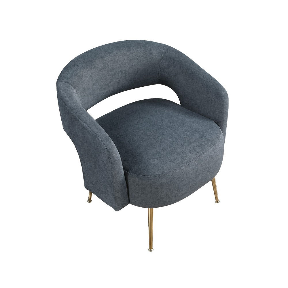 Noel Accent Chair | Curved Open Back | Dark Gray Velvet | Gold Metal Legs
