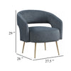 Noel Accent Chair | Curved Open Back | Dark Gray Velvet | Gold Metal Legs