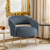 Noel Accent Chair | Curved Open Back | Dark Gray Velvet | Gold Metal Legs