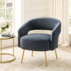 Noel Accent Chair | Curved Open Back | Dark Gray Velvet | Gold Metal Legs