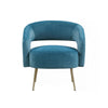 Noel Accent Chair | Curved Open Back | Teal Blue Velvet | Gold Metal Legs