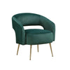 Noel Accent Chair | Curved Open Back | Dark Green Velvet | Gold Metal Legs