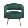 Noel Accent Chair | Curved Open Back | Dark Green Velvet | Gold Metal Legs