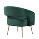 Noel Accent Chair | Curved Open Back | Dark Green Velvet | Gold Metal Legs