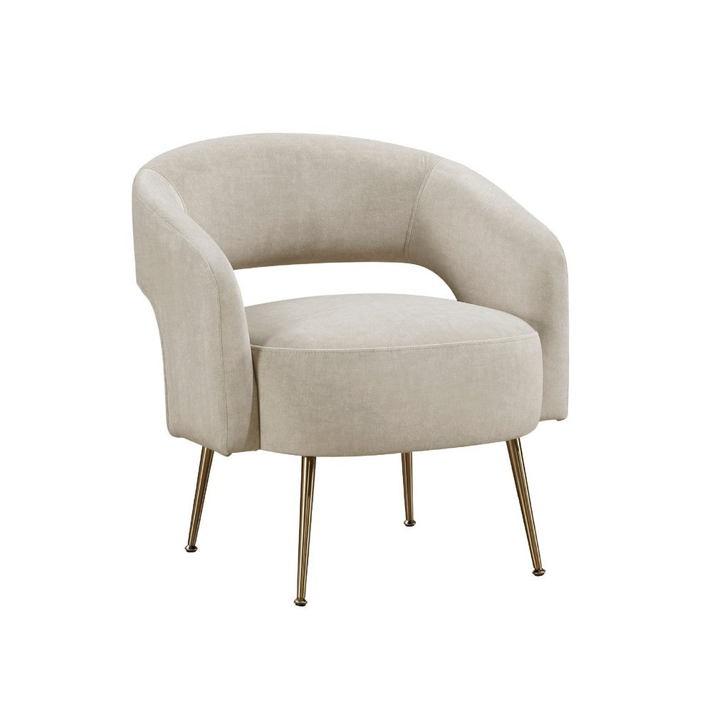 Noel Accent Chair | Curved Open Back | Taupe Brown Velvet | Gold Metal Legs