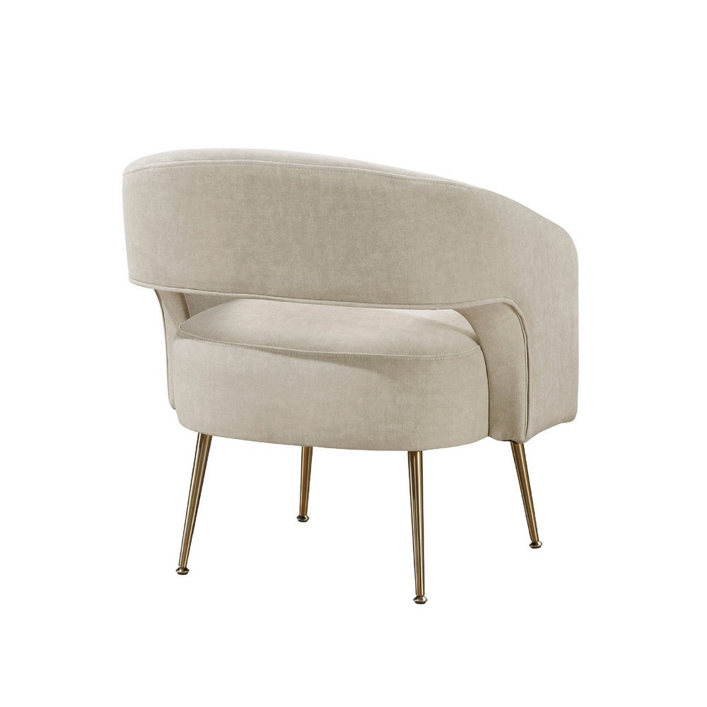 Noel Accent Chair | Curved Open Back | Taupe Brown Velvet | Gold Metal Legs