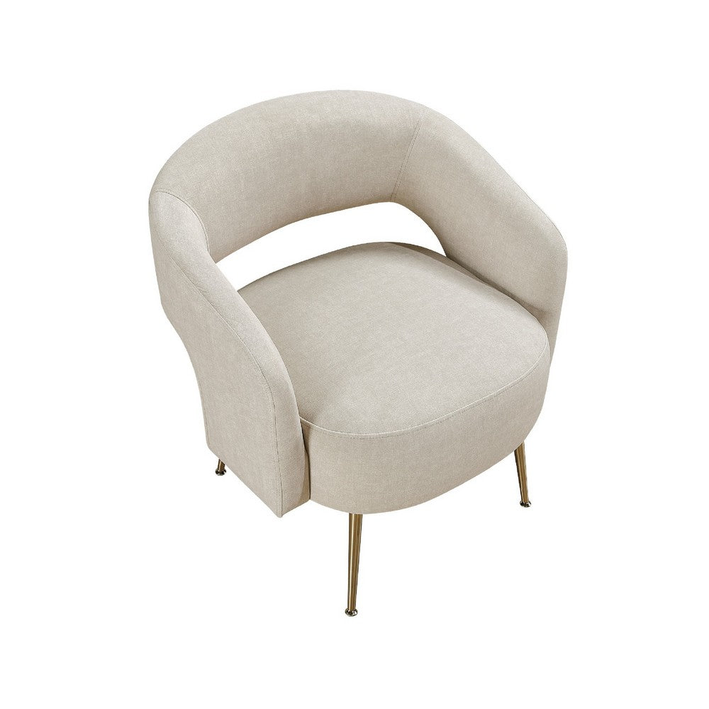Noel Accent Chair | Curved Open Back | Taupe Brown Velvet | Gold Metal Legs