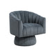 Rex Swivel Accent Chair | Barrel Channel Stitched Velvet | Dark Gray