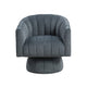 Rex Swivel Accent Chair | Barrel Channel Stitched Velvet | Dark Gray