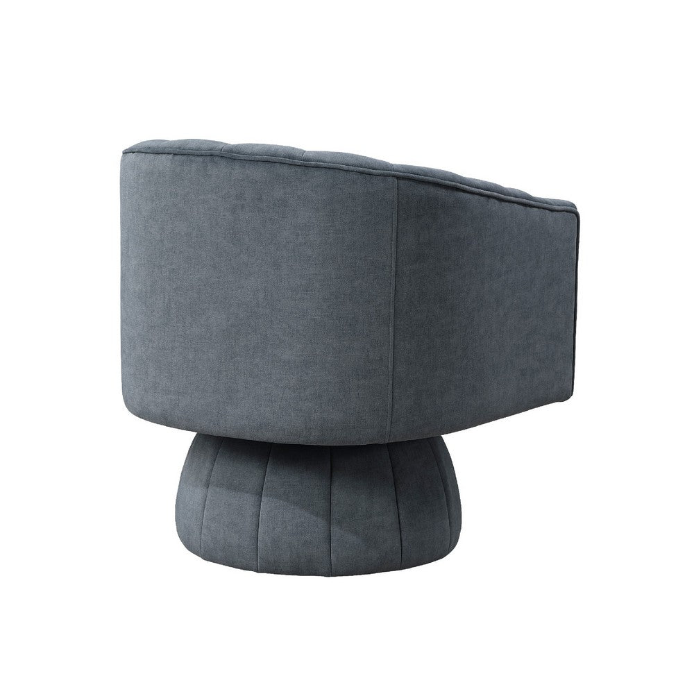 Rex Swivel Accent Chair | Barrel Channel Stitched Velvet | Dark Gray