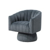 Rex Swivel Accent Chair | Barrel Channel Stitched Velvet | Dark Gray