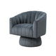 Rex Swivel Accent Chair | Barrel Channel Stitched Velvet | Dark Gray