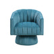Rex Swivel Accent Chair | Barrel Channel Stitched Velvet | Teal Blue