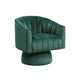 Rex Swivel Accent Chair | Barrel Channel Stitched Velvet | Green