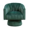 Rex Swivel Accent Chair | Barrel Channel Stitched Velvet | Green