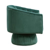 Rex Swivel Accent Chair | Barrel Channel Stitched Velvet | Green