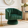 Rex Swivel Accent Chair | Barrel Channel Stitched Velvet | Green