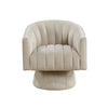 Rex Swivel Accent Chair | Barrel Channel Stitched Velvet | Taupe Brown