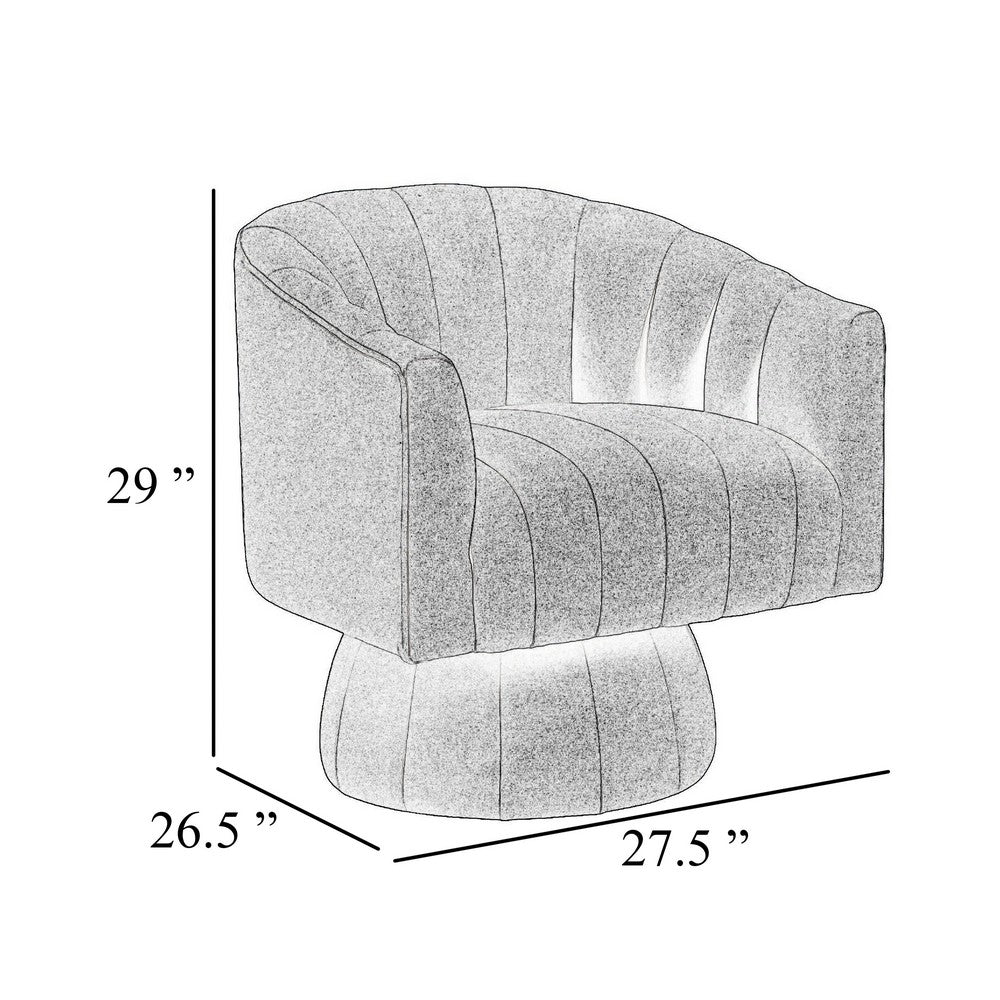 Rex Swivel Accent Chair | Barrel Channel Stitched Velvet | Taupe Brown