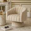 Rex Swivel Accent Chair | Barrel Channel Stitched Velvet | Taupe Brown