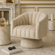 Rex Swivel Accent Chair | Barrel Channel Stitched Velvet | Taupe Brown
