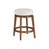 Lex Swivel Counter Stool | 27" Backless| White Boucle | Brown Legs