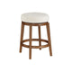 Lex Swivel Counter Stool | 27" Backless| White Boucle | Brown Legs