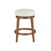 Lex Swivel Counter Stool | 27" Backless| White Boucle | Brown Legs