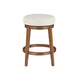 Lex Swivel Counter Stool | 27" Backless| White Boucle | Brown Legs