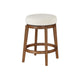 Lex Swivel Counter Stool | 27" Backless| White Boucle | Brown Legs