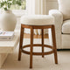 Lex Swivel Counter Stool | 27" Backless| White Boucle | Brown Legs