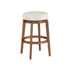 Lex Swivel Bar Height Stool | 31" Backless | White Boucle Seat | Brown Legs