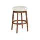 Lex Swivel Bar Height Stool | 31" Backless | White Boucle Seat | Brown Legs