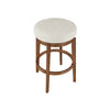 Lex Swivel Bar Height Stool | 31" Backless | White Boucle Seat | Brown Legs