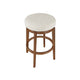 Lex Swivel Bar Height Stool | 31" Backless | White Boucle Seat | Brown Legs