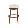 Lex Swivel Bar Height Stool | 31" Backless | White Boucle Seat | Brown Legs