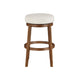 Lex Swivel Bar Height Stool | 31" Backless | White Boucle Seat | Brown Legs