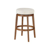 Lex Swivel Bar Height Stool | 31" Backless | White Boucle Seat | Brown Legs