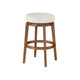 Lex Swivel Bar Height Stool | 31" Backless | White Boucle Seat | Brown Legs