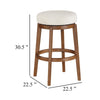 Lex Swivel Bar Height Stool | 31" Backless | White Boucle Seat | Brown Legs