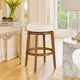 Lex Swivel Bar Height Stool | 31" Backless | White Boucle Seat | Brown Legs