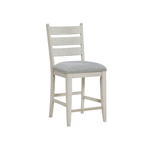 Wen Counter Height Chair Set of 2 | Gray Fabric Seat | Weathered White
