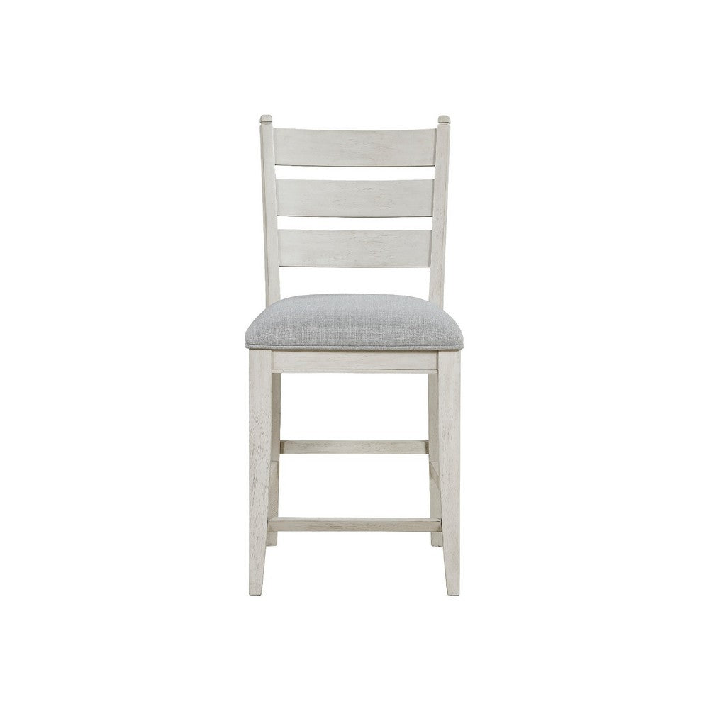 Wen Counter Height Chair Set of 2 | Gray Fabric Seat | Weathered White