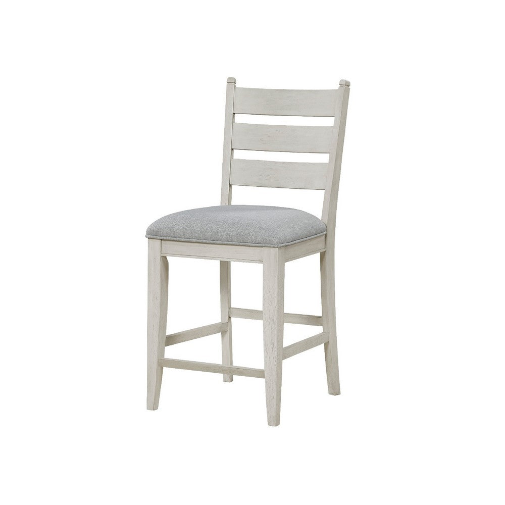 Wen Counter Height Chair Set of 2 | Gray Fabric Seat | Weathered White