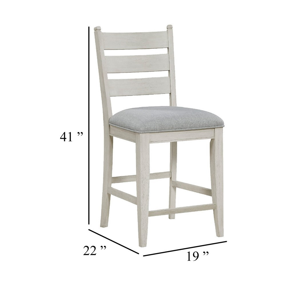 Wen Counter Height Chair Set of 2 | Gray Fabric Seat | Weathered White
