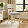 Wen Counter Height Chair Set of 2 | Gray Fabric Seat | Weathered White